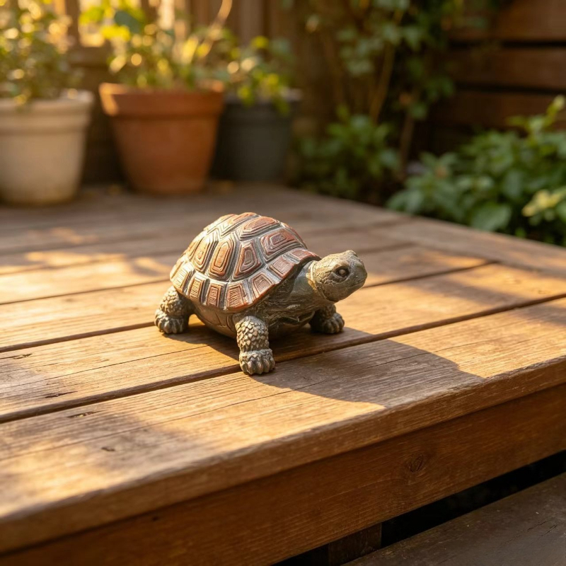 TEMU 1pc Realistic Tortoise Resin Statue - Lifelooking Suitable For Lawn & Stream Scenery, Outdoor Garden Decor With Tortoise Design, Resin Turtle