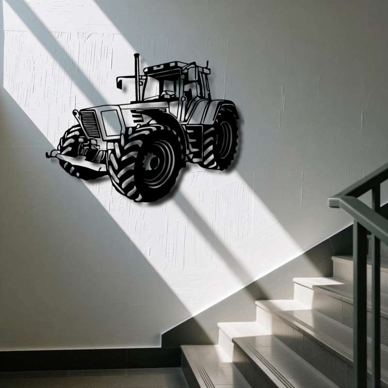 TEMU 1pc Tractor-shaped Metal Wall Art - Heavy-duty Iron Farmhouse Decor, Realistic Tractor Design With Detailed Farm For /outdoor Use, Barn, For