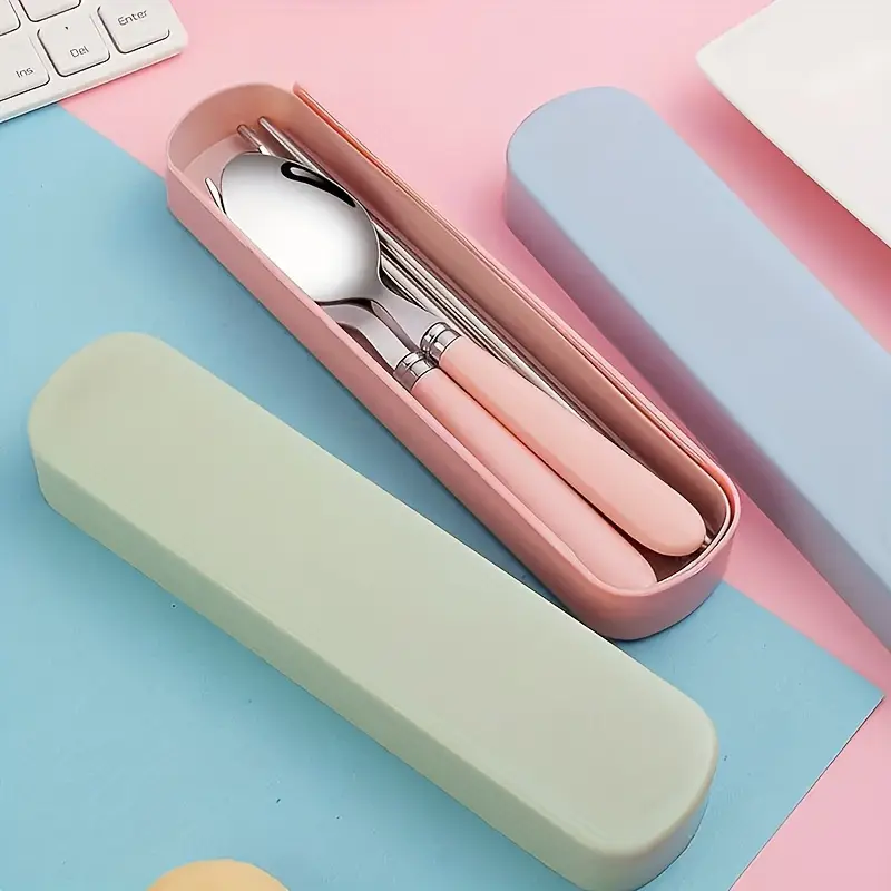 1 set stainless steel cutlery set polished surface portable cutlery with storage box suitable for picnics camping daily use durable and compact Product details 1