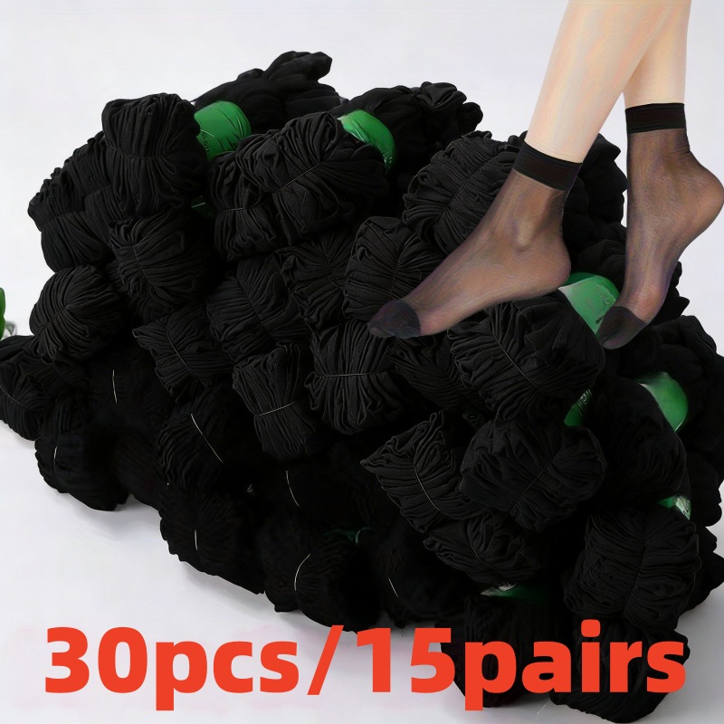 TEMU 30pcs/15pairs Transparent Socks, Ultra-thin Socks, Ice-feeling Breathable Socks High Elasticity, Quick-dry, Lightweight And Breathable,