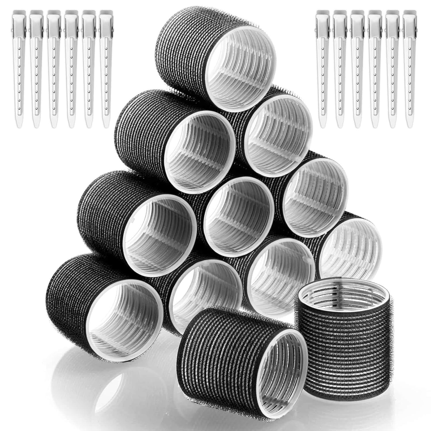 12pcs Holding Rollers With 12pcs Stainless Steel Clips, Tool Set For Long Hair Volume
