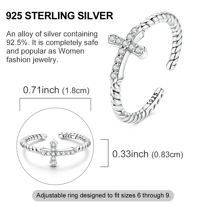 925 Silver Cross Braid Open Ring, Festive & Elegant