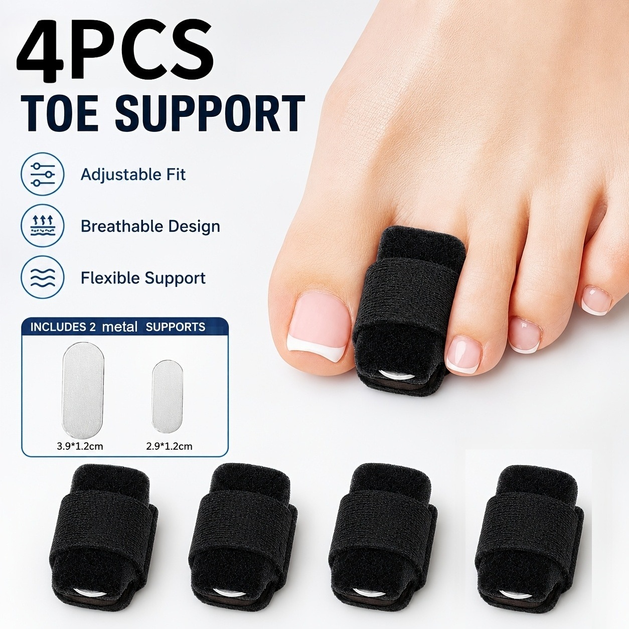 TEMU Grande Taille Coussinets d'Orteils Unisexe, Semelles Souple, Protection de Support d'Orteil pour Chaussures Hautes et Baskets, Coussin