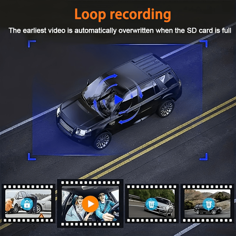 Cámara de Coche TOTNG Delantera y Trasera con Soporte de Ventosa, Cámara DVR 1080P Delantera y 720P Trasera, Visión Nocturna, Ángulo Amplio de 170°, Sensor G, Grabación en Bucle, Monitor de Estacionamiento, Adecuada para Todos los Vehículos, para Coches, Camiones, Motocicletas - Imagen 3