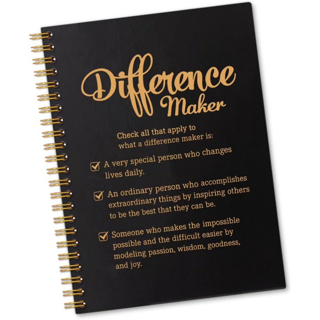 

1pc A5 Spiral Notebook - 50 Pages " Maker" Motivational Journal, Appreciation Gift For Boss, Leader, Teacher, Nurse, , Employee , Black With Golden Accents