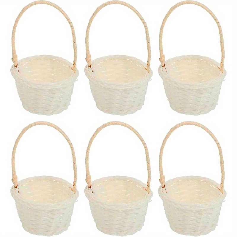 16pcs mini woven rattan style recycled wood baskets with handles classic multi purpose storage baskets for easter decor picnic supplies arts crafts tiny favors   craft supply storage easter basket gifts natural look rustic       handmade look durable construction gift   shelf baskets 0