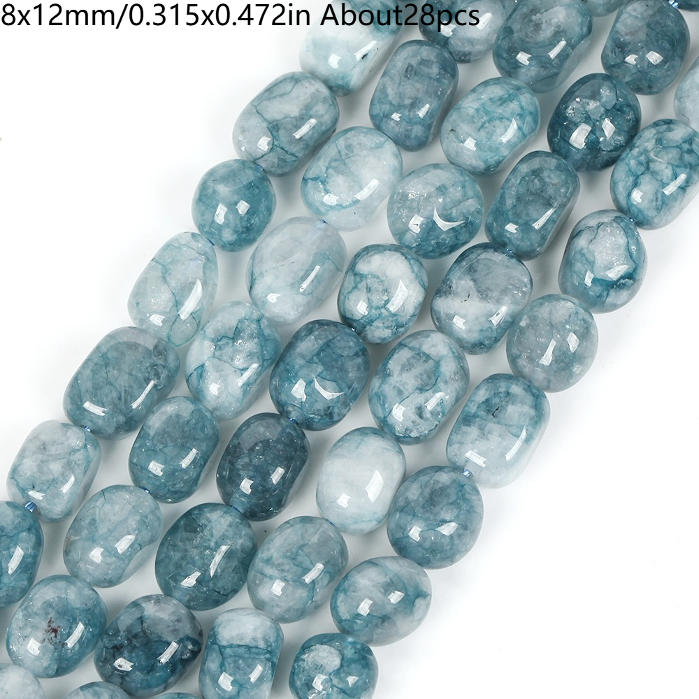 TEMU Perline e Assortimenti di Perline 1 Calcedonio Blu per Creazione di Gioielli Fai da Te Collana Braccialetto Materiale Decorativo 28pz Perline