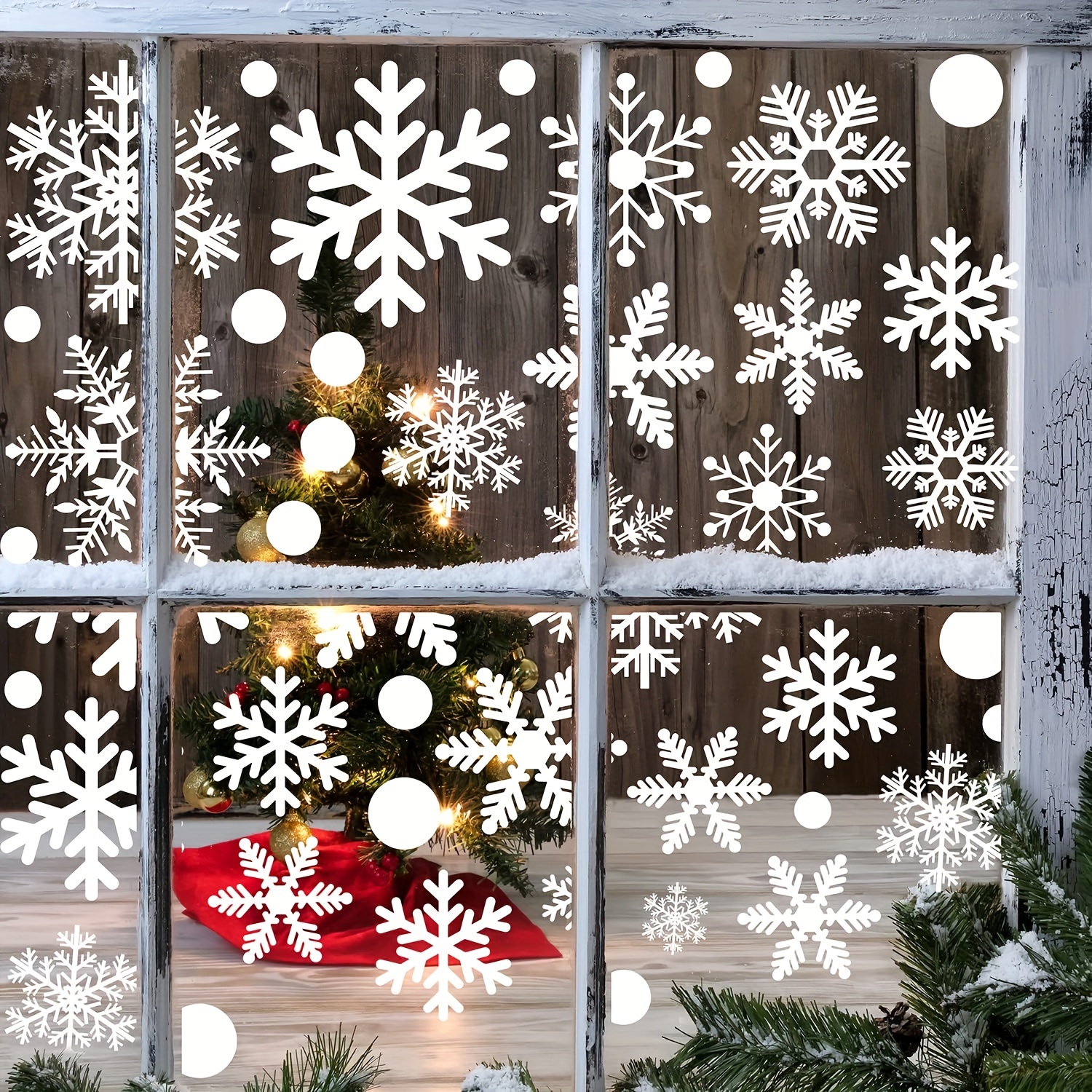 TEMU 321pcs Christmas Window Clings - 9 Sheets Of Plastic Snowflake Stickers, 11.8x7.8 Inches Reusable Residue-free Winter Decor, Suitable For Glass
