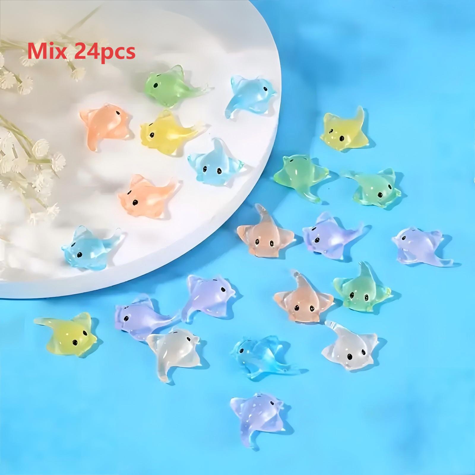 TEMU 24pcs -the-dark Mini Devil Fish Figurines - Realistic Resin Aquarium Decor, Perfect For Bedroom, Kitchen & More - Ideal Holiday Ornaments For