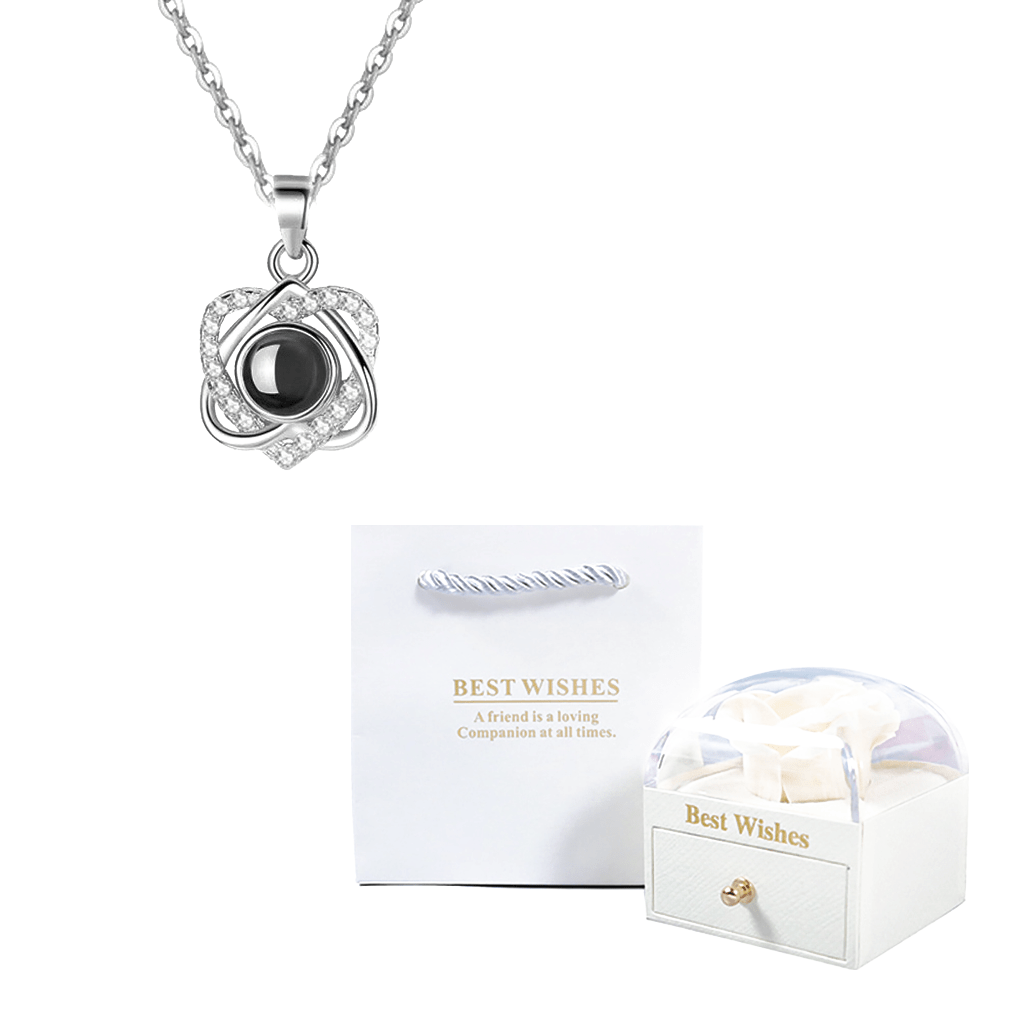 100 Languages I Love You Projection Double Heart Pendant Necklace