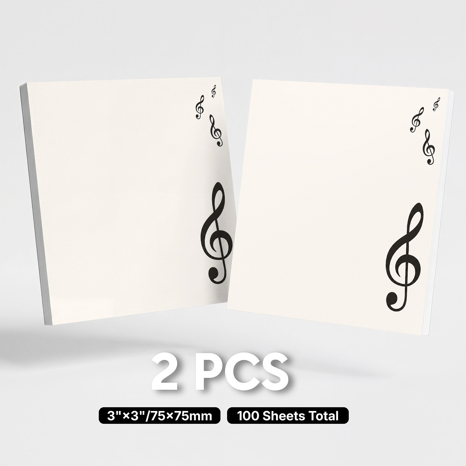 TEMU 2pcs Treble Clef Sticky Notes Suitable For Planner, To Do List, School & Office - 100 Sheets Total (50 Pages) Removable Adhesive Music Notepads