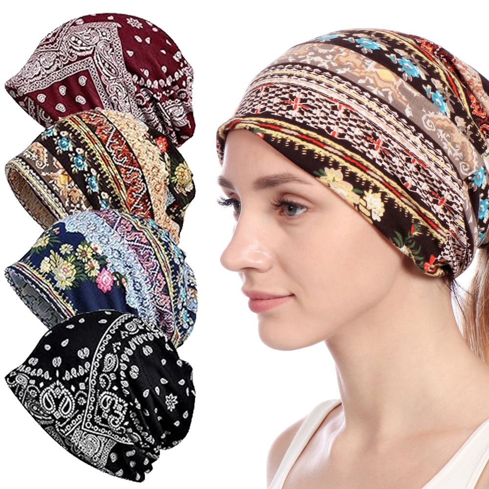 

4pcs Women's Slouchy Beanie Hats - Reversible, Polyester Chemo Caps, Turban Baggy Sleeping Cap For Headwear, 7.5"-8.12",