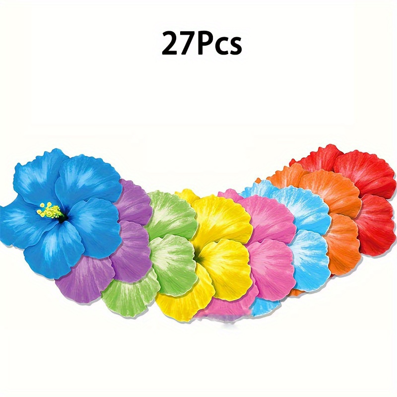 27pcs Hawaiian Hibiscus Paper Placemats - Tropical Flower Table Mats With Hibiscus &, Thin & Lightweight For Parties, Luau, Dining - Decorative Table Setting ( )