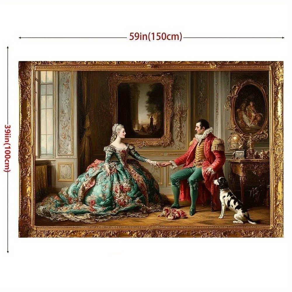 TEMU 1pc Rococo Indoor Scene With Interaction â Elegant Polyester Wall Art For Living Room, Bedroom, Office, And Room Decoration, 70g/ã¡, No