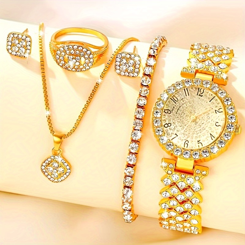 6pcs elegant womens quartz watch jewelry set ladies watch Temu