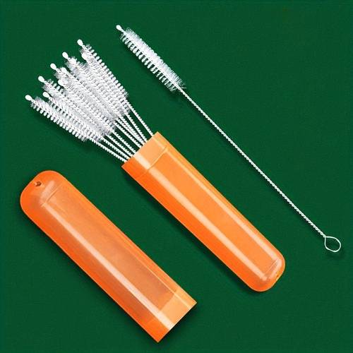 10pcs of straw brushes 1 storage box ultra long straw cleaning brush set suitable for large cups straw cups bottles etc