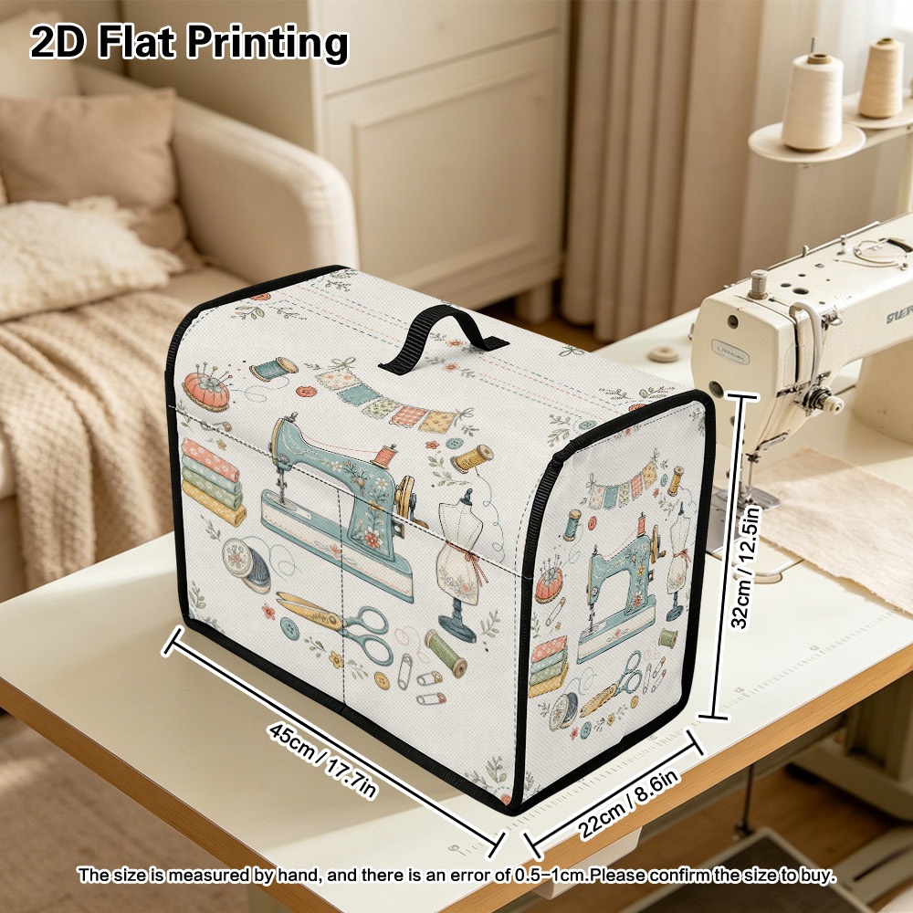 TEMU Impresión 2D - para máquina de coser con de costura impresos de 1 pieza con bolsillos de almacenamiento y asa superior, cubierta de protección