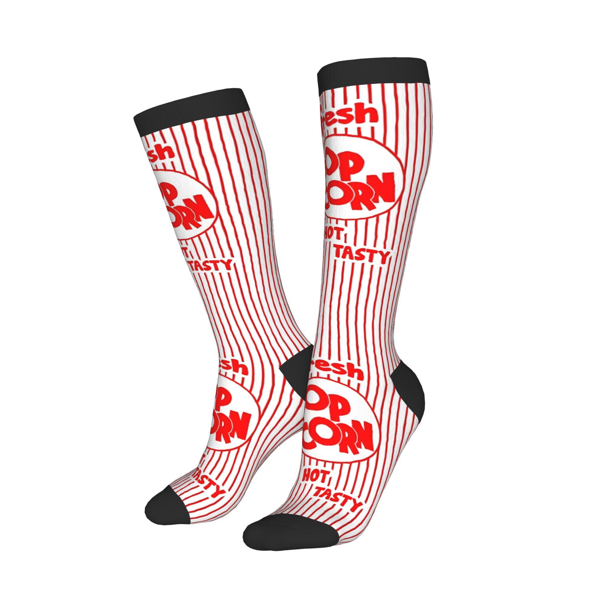 1 Pair Funny Crazy Sock For Men Popcorn Hip Hop Harajuku Happy Seamless Pattern Printed Compression Sock Novelty Gift