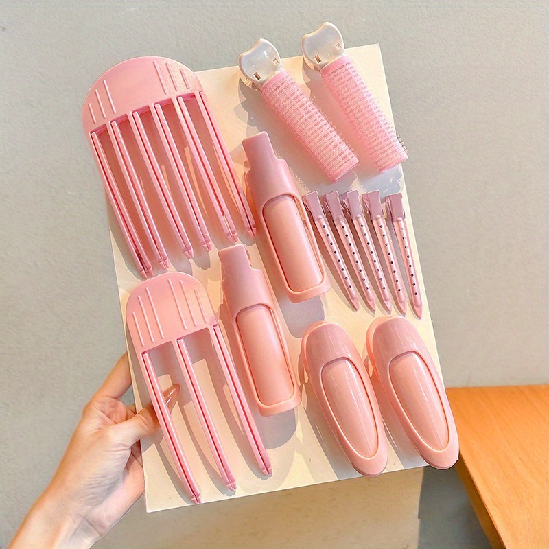 

9/12/13pcs Pink Plastic Lazy High Cranial Top , Women's Wind Shaping Comb Hair Root Bangs Fluffy Clip, Multi-functional Hair Clip Hair Styling Clip, Casual Hairdressing Quick Shaping Fixer