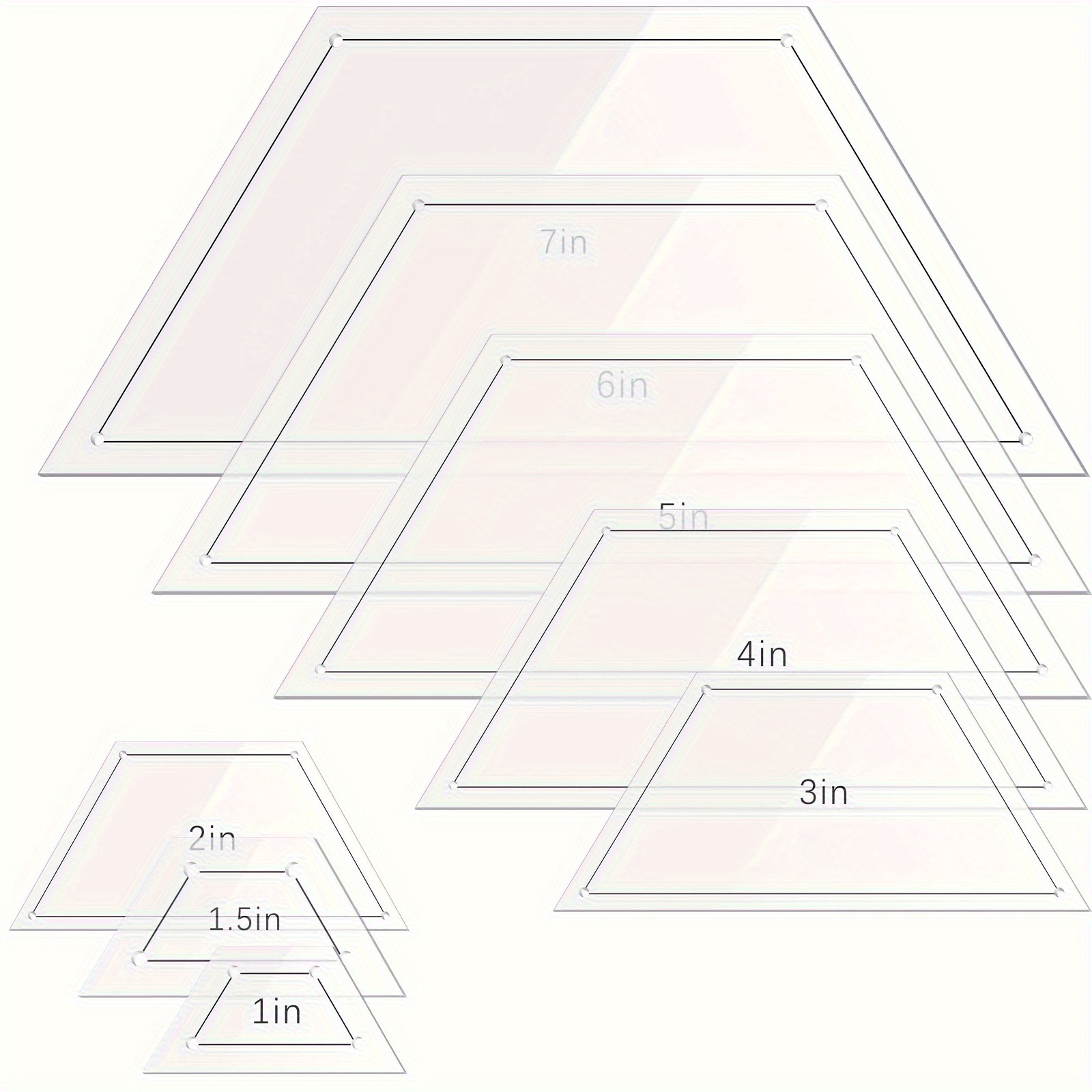 TEMU 8pcs Transparent Acrylic Hexagon Sewing Template Set, Includes Sizes 1-7 Inches With 1/4 Inch Seam , Quilting Pattern Cutting Tool