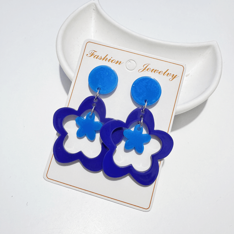 Women's Contrast Floral Pendant Earrings, Y2K Style
