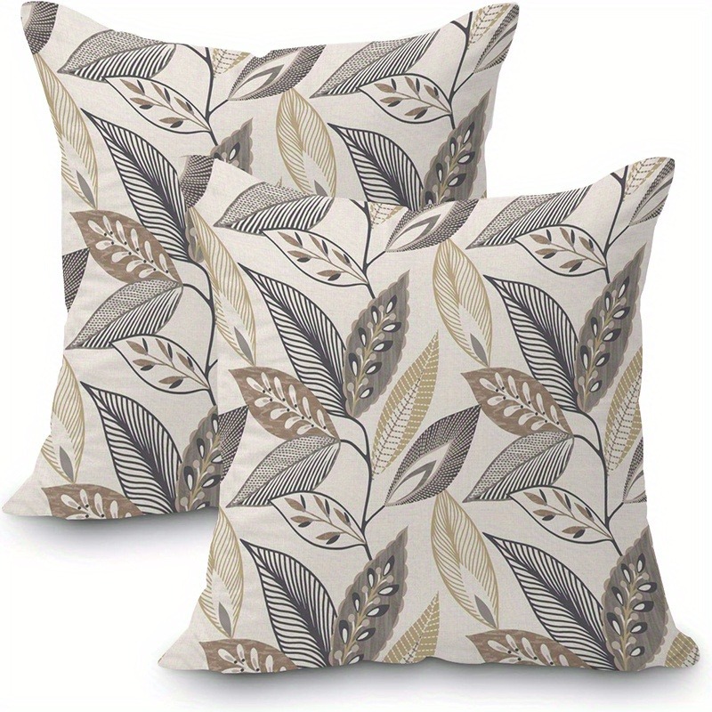 TEMU 2pcs Leaf Pattern Pillowcases - Polyester Material, Single-side Printing! 18 X 18 Inch Size. A To . No Pillow Core, Just The Pillowcases You