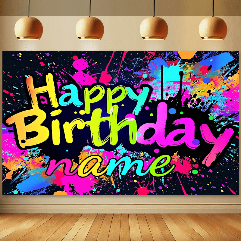 Art Paint Splash Happy Birthday Backdrop Banner Colorful Graffiti Theme Background Decor For Artist Kids Boys Girls Birthday Party Celebration Favors Decorations Supplies 70.87x47.24in-BECKTEN