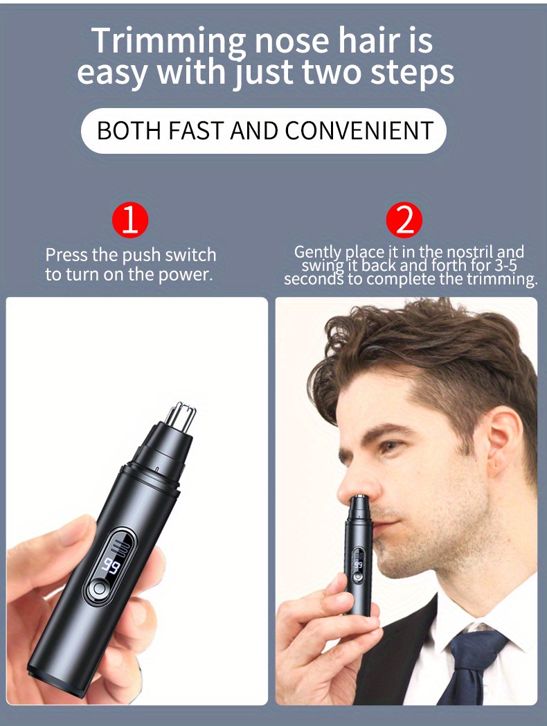 2 colors   stainless steel usb rechargeable nose ear hair trimmer with     silent operation portable wireless charging for men women Product details 9