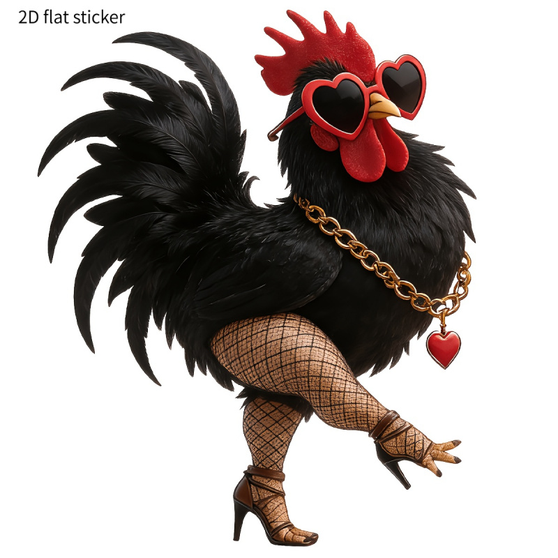 2D Flat Sticker, Fun And Stylish Black Rooster Exquisite Car Sticker, High-Quality Vinyl Sticker for Windows/Motorcycles/Trucks/Laptops, Enhances Decoration And Adds Irresistible Charm to You! Car Bumper/Toilet/Wall Sticker