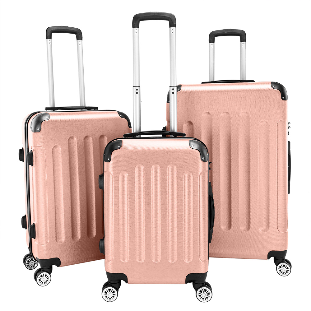 TEMU 3pcs Suitcase Lightweight Abs Carry-on Hand Luggage 4 Spinner Wheels Trolley Case