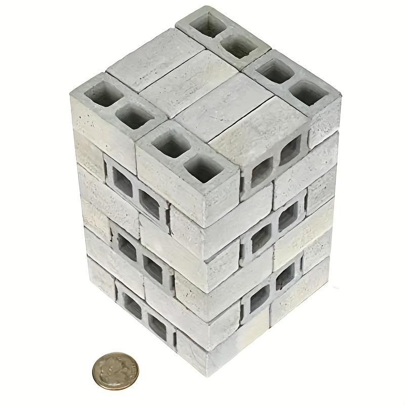 TEMU 20pcs Small Ash Bricks Suitable For Doll Houses, Mini Model Buildings & Garden Landscapes - Realistic Diy Fake Concrete Blocks With Suitable For