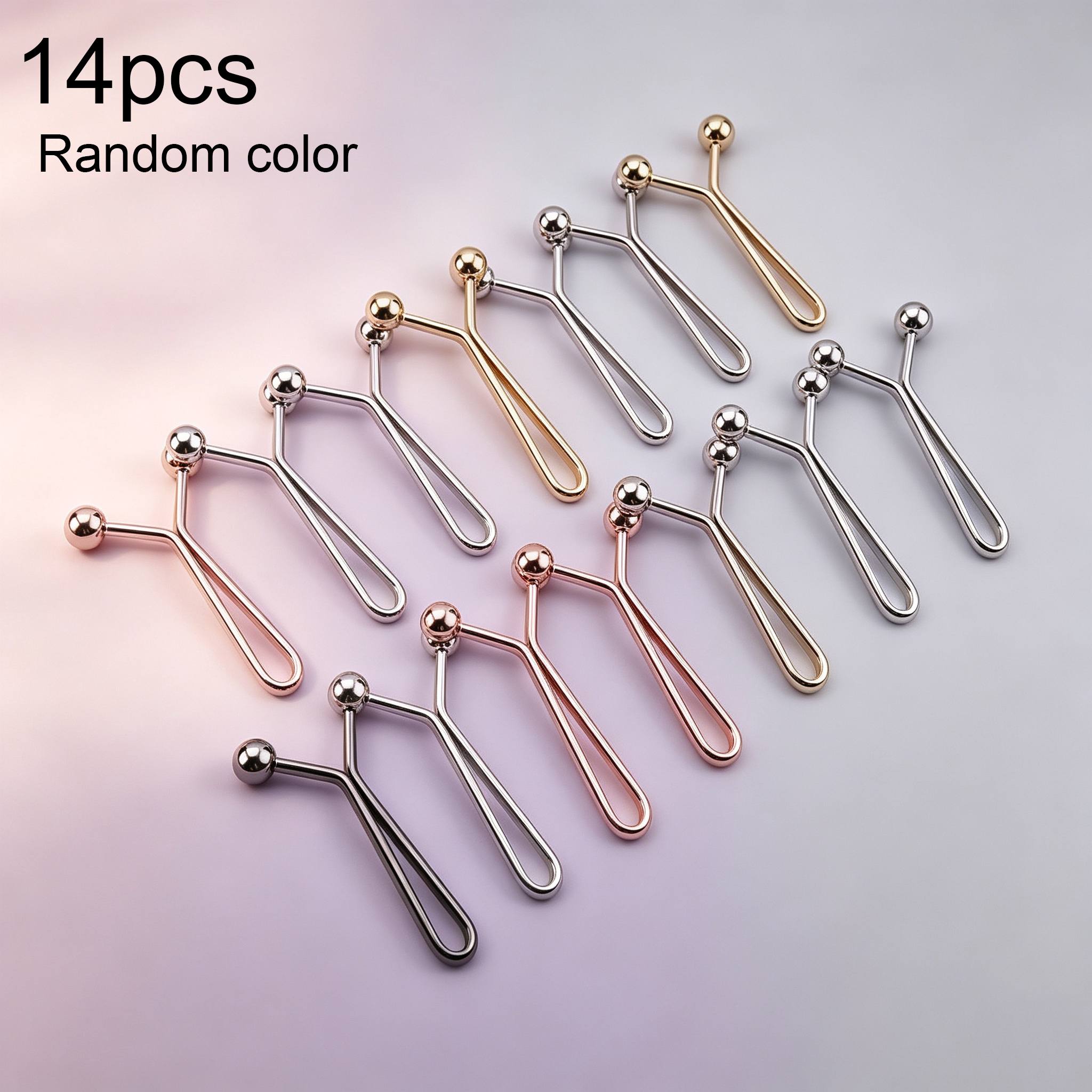 TEMU 14-pack Random-color Adjustable Seamless Waist Clips, Multi-functional Metal Clips For Tightening Belts, Pants, Scarves And More. And Durable