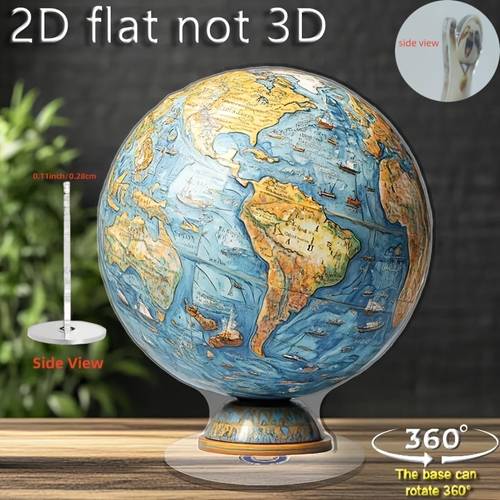 2d flat 1pc rotating acrylic desk decor with world map spinning base suitable for home office study indoor outdoor use modern minimalist world map display irregular shape for tabletop decoration no text design educational 2d flat