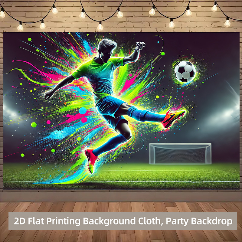 TEMU Toile de fond imprimée 2D - Événement de football 2026 - 2D Plat - 1 pièce, Tissu de fond de de football le ballon, Revêtement mural en tissu de