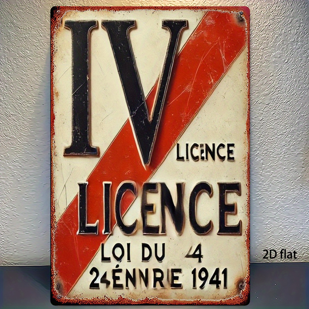 TEMU Plat 2D, 1pc Panneau Mural Métallique Vintage Style Français IV - Décoration Côte d' à Rayures Rouges et Blanches, 8x12 Pouces (20x30cm) Fer