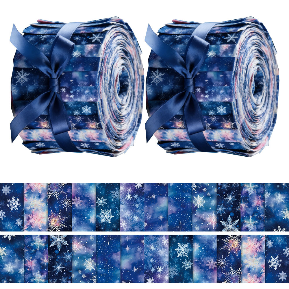 TEMU 40pcs Of 6.5*50cm Snowflake Themed | Polyester Sewing Material Package, Suitable For Manual Sewing, , Doll Making, Bag Decoration, Home