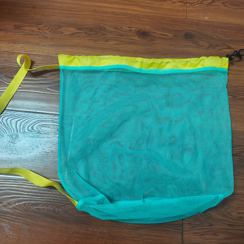 TEMU Drawstring 잠금장치가 있는 대용량 수납형 메쉬 비치백 - 수영, 휴가, 수건 및 조개껍데기 보관에 적합한 모래 방지 통기성 나일론 크로스백, 야외 여행용 휴대용 캐리어