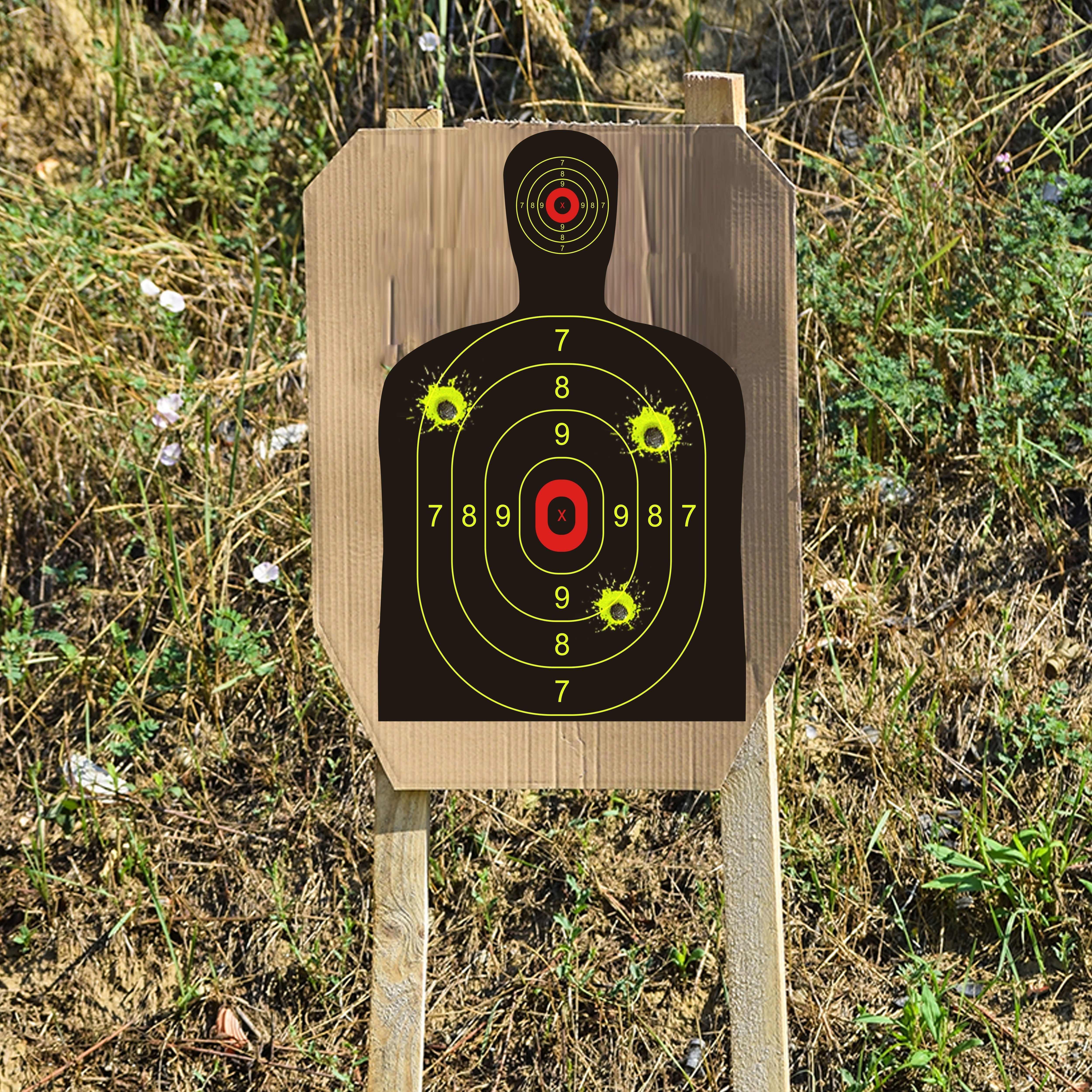 12x18 Inch Silhouette Splatter Targets - Bright Fluorescent Yellow Easily Seen On Impact When Hitting Target for BB Guns, Airguns, Rifles, Indoor And Outdoor Ranges (10/20/50/100 Packs)
