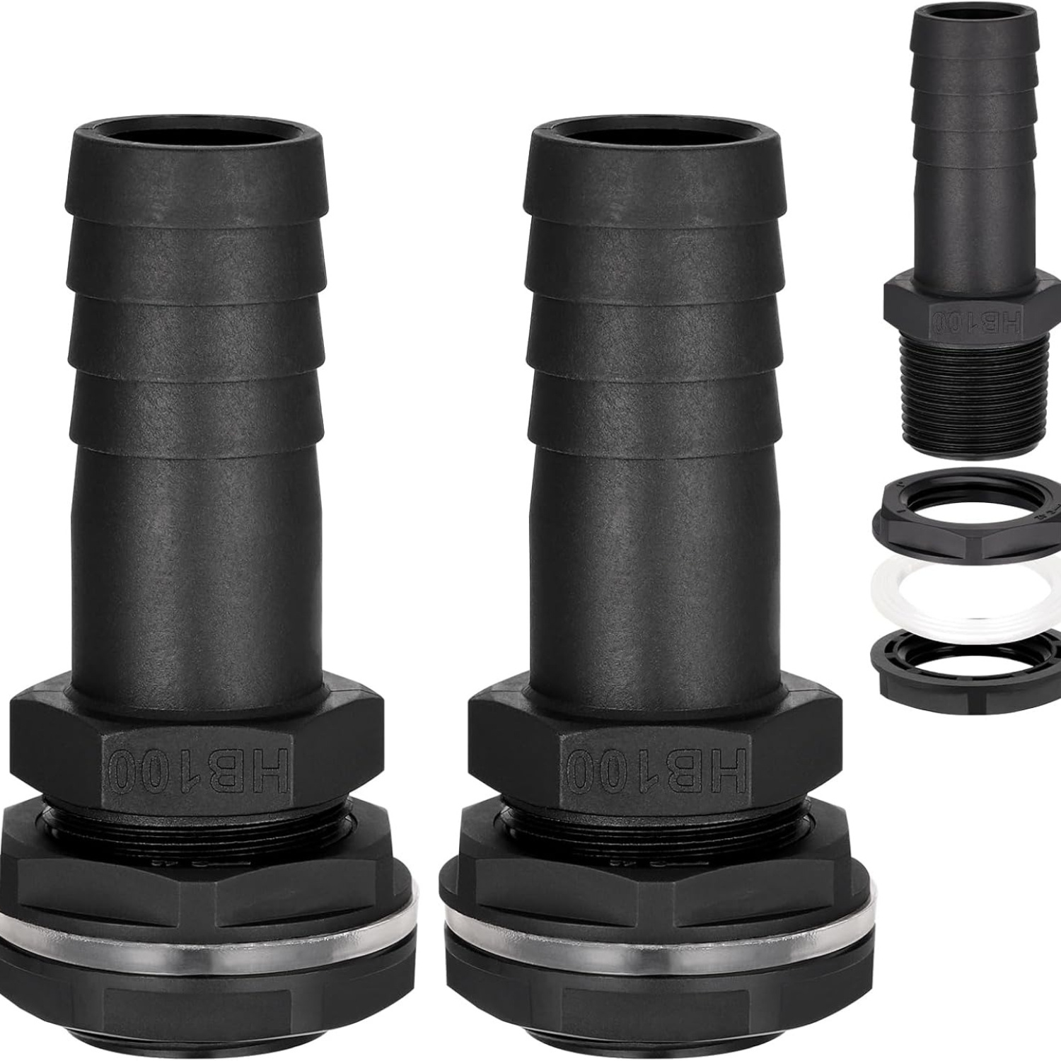 2pcs Rain Overflow Connector 25mm Barbed Pipe Fitting | Fits 1 Inch Bsp Thread | Includes Leak-proof Nut And Washer Set