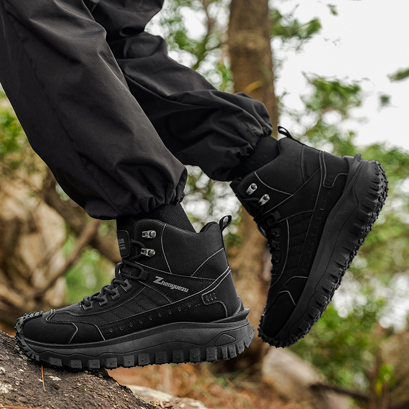 Autumn New High-Top Large-Size Hiking Boots, Comfortable Thick-Soled Lightweight Casual Walking Shoes, Suitable for All-Season Daily Outdoor Sports, Walking, Travel, Hiking, and Camping Gear