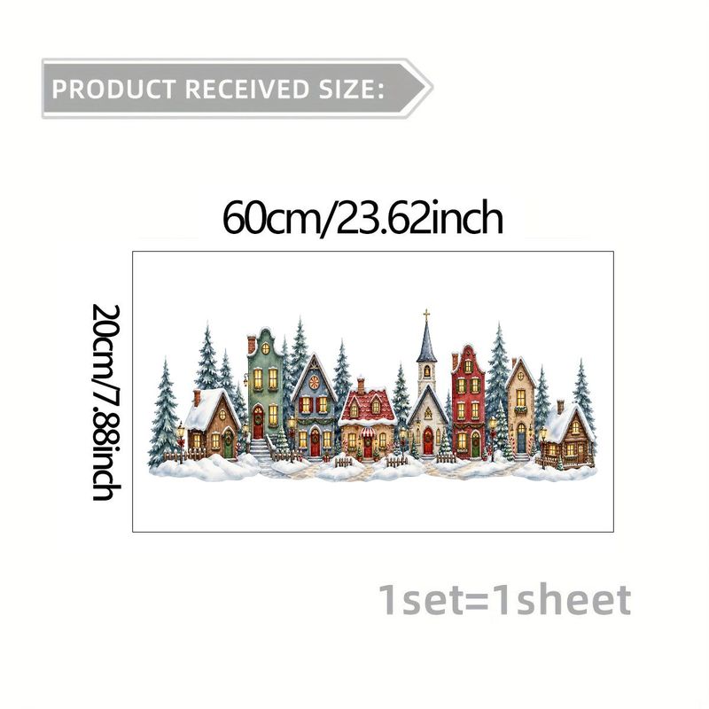 TEMU 2d Flat, 1pc 2d Flat Pattern, Christmas Window Cling Electrostatic Sticker, Window Decal, Glass Decal, Window Appliqué Featuring A Winter Snowy