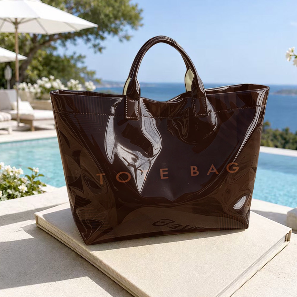 TEMU Jelly Texture Tote Bag With Letter Printing, Large Capacity Pvc Bag For Commuting/, Universal Tote Bag