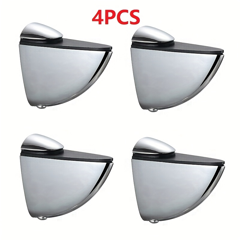 TEMU 4-pack Polished Chrome Glass Shelf Support Clips, Brackets For Bathroom Shelves