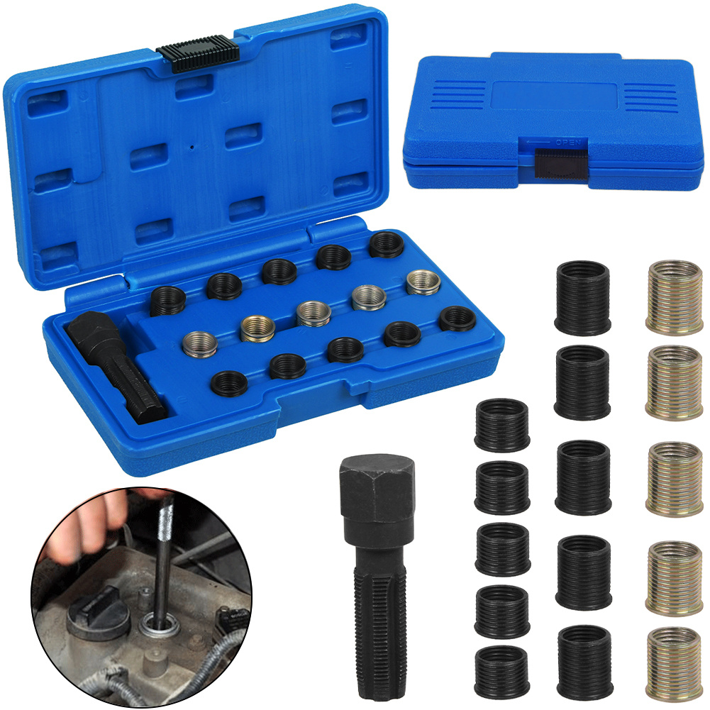 Image of Spark Plug Thread Repair Set Taps Thread Inserts Automotive Set M14x1. 25
