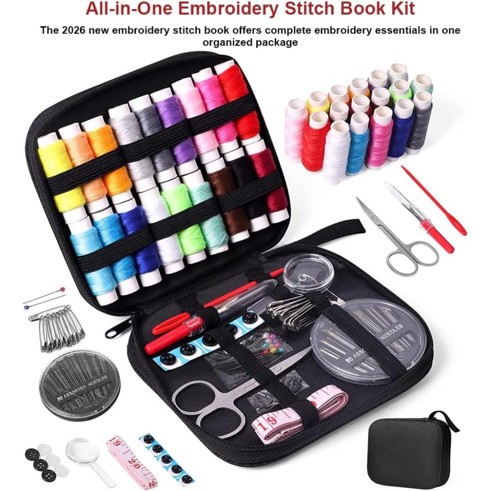 Embroidery Stitch Book Kit for Beginners with Tools