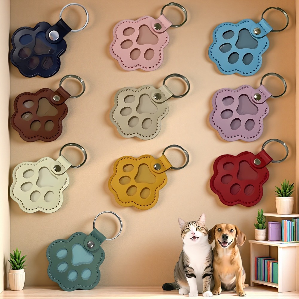 Image of 10pcs Pet Memorial Keychain Set- Paw Print Keyrings With Refillable Memorials Durable Stitched Edges And Metal-end Rings, For Owners A Tribute Gift To Honor Pets Who Have , Christmas Gift