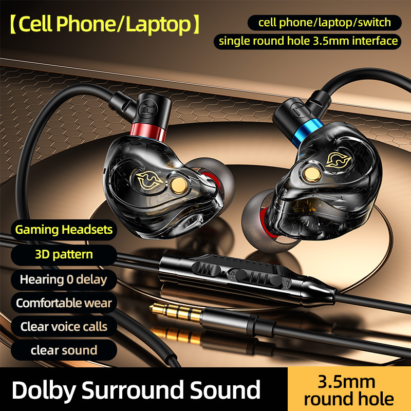 TEMU Nuevos auriculares in-ear específicos para juegos con chip digital de 3.5 mm/Type-C, auriculares con cable de 7.1 de sonido envolvente estéreo