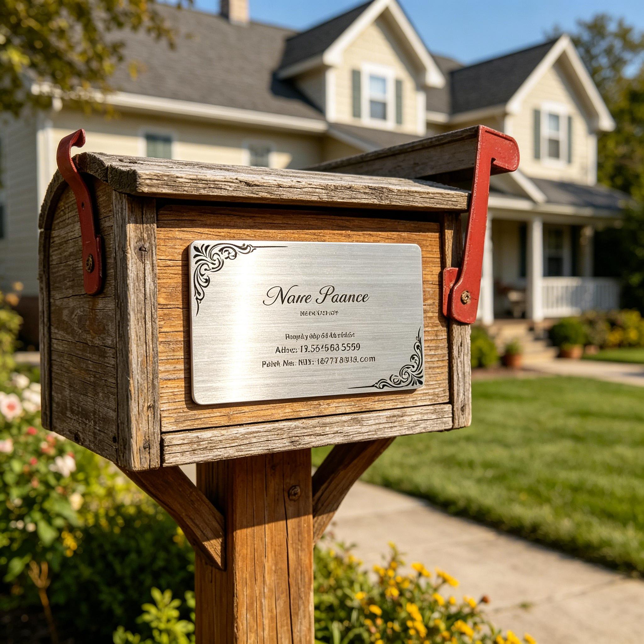 TEMU Plaque d'adresse de boîte aux lettres personnalisée en acier inoxydable avec personnalisée. Options de personnalisables. Convient à tous les