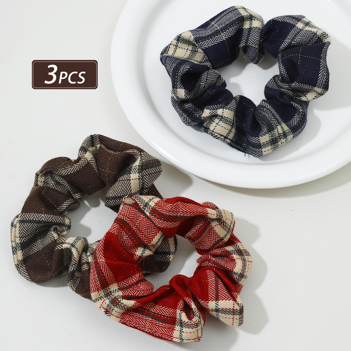 TEMU 3pcs Anneaux de Cheveux à Carreaux pour Femmes | Mignons et Minimalistes, Idéaux pour les Quotidiens, les Fêtes et les Occasions Festives
