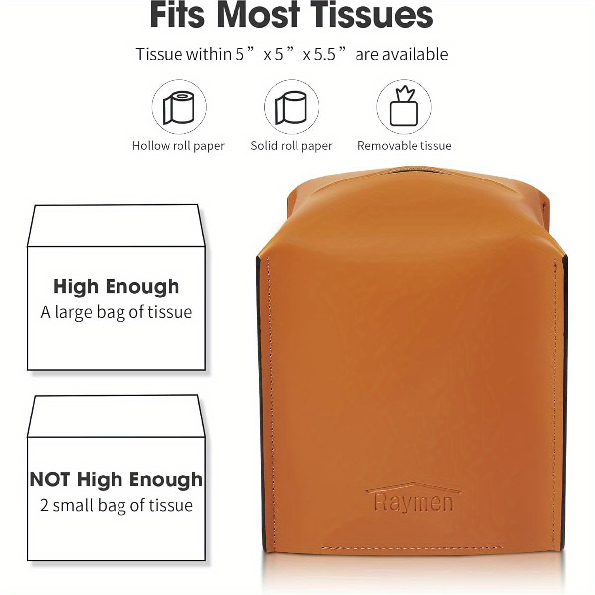 tissue box cover modern   leather square tissue box holder decorative holder organizer for bathroom vanity countertop night stands office desk car 5 x5 x5 3 tan Product details 1